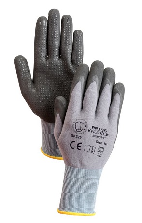 GLOVE 15 GRAY NYLON SPAN;BLACK FOAM NITRILE W DOT - Latex, Supported